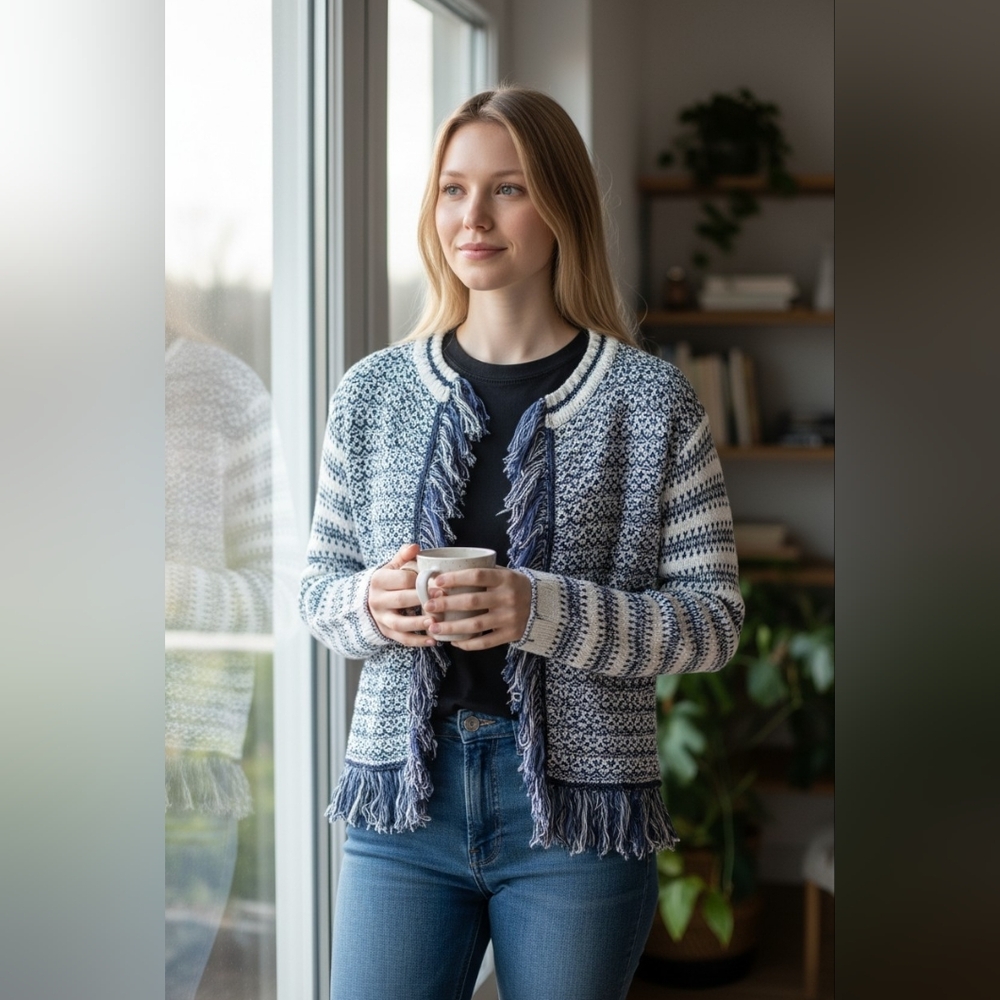 Pinko Cotton Blended Navy and White  Knit Sweater